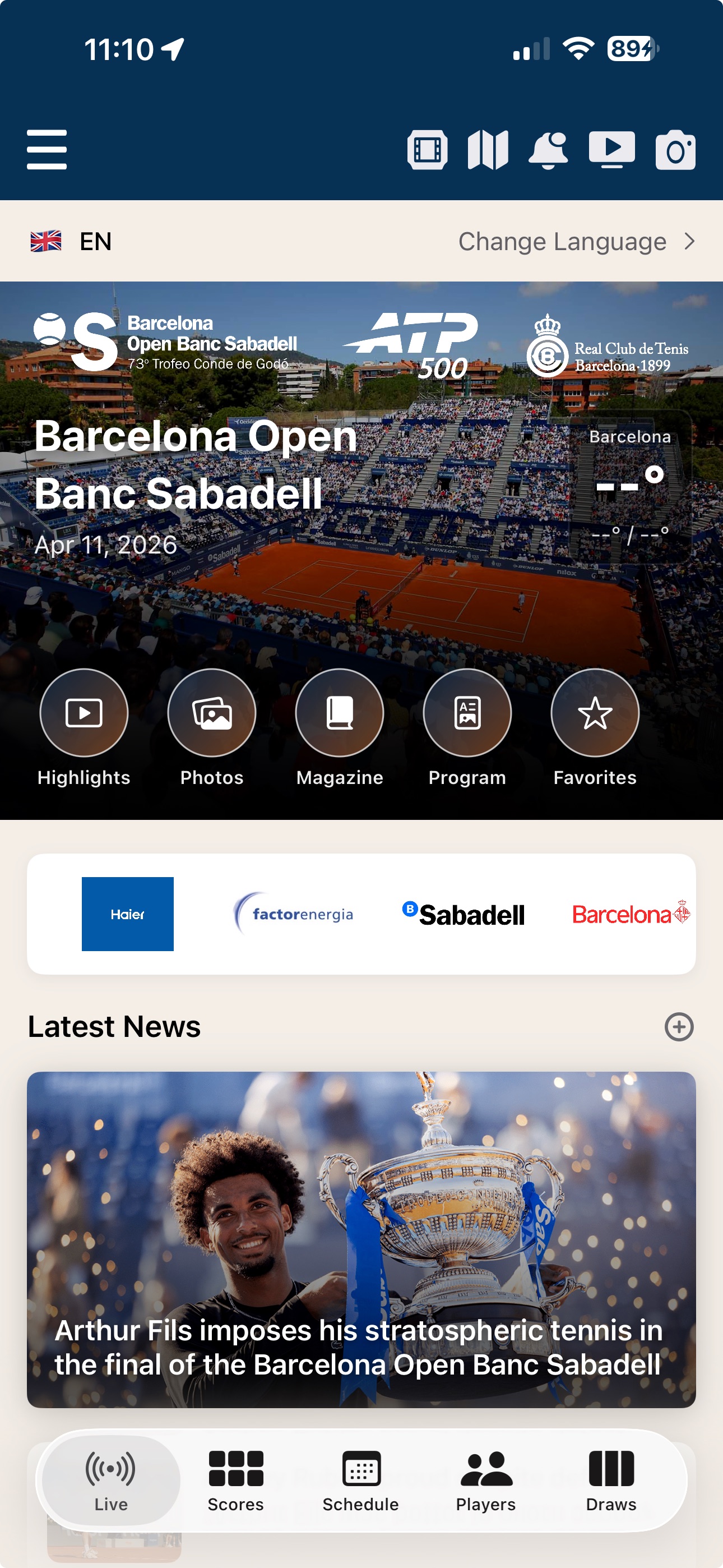 Barcelona Open official fan app